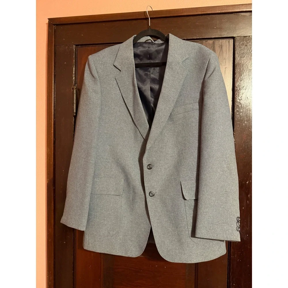 Vintage Levis Action Suit Blazer Mens 44R Light Blue Sta-Prest Sport Coat